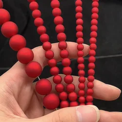 Matte Red Acrylic Beads 6/8/10/14mm Round Rubber Loose Beads For Diy Bracelets Necklaces Earrings Jewelry Making Craft Supplies