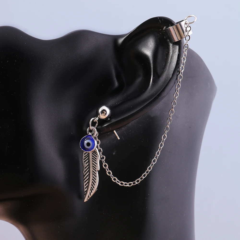 Aihua 1pc Punk schwarz Kreuz Quaste Ohrringe Frauen Clip Ohr stecker Christian Gothic Hip Hop Schmuck Metall kette Ohrring Ohrring – Detail 12