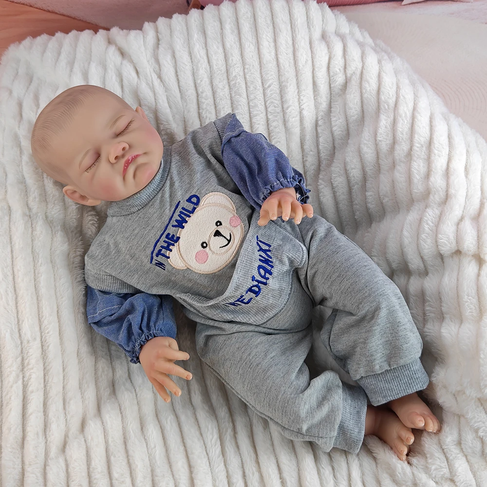 Poupée Reborn à yeux fermés de 18 pouces, corps en tissu doux, 46cm, poupées de Simulation, jeu habillé, jouets, cadeaux pour la journée des enfants, 1 pièce