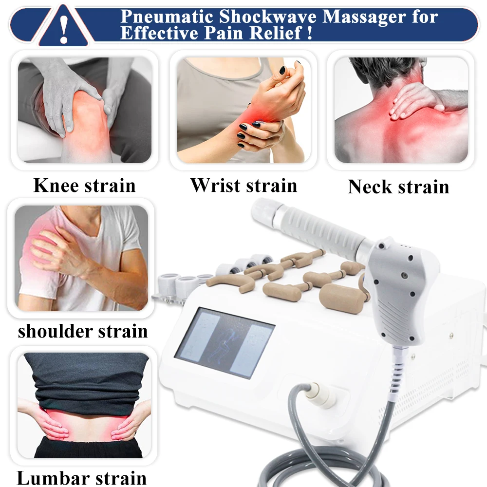 12Bar Pneumatic Shockwave Therapy Machine Tennis Elbow And ED Treatment Pain Relief Chiropractic Tools Deep Tissue Massage