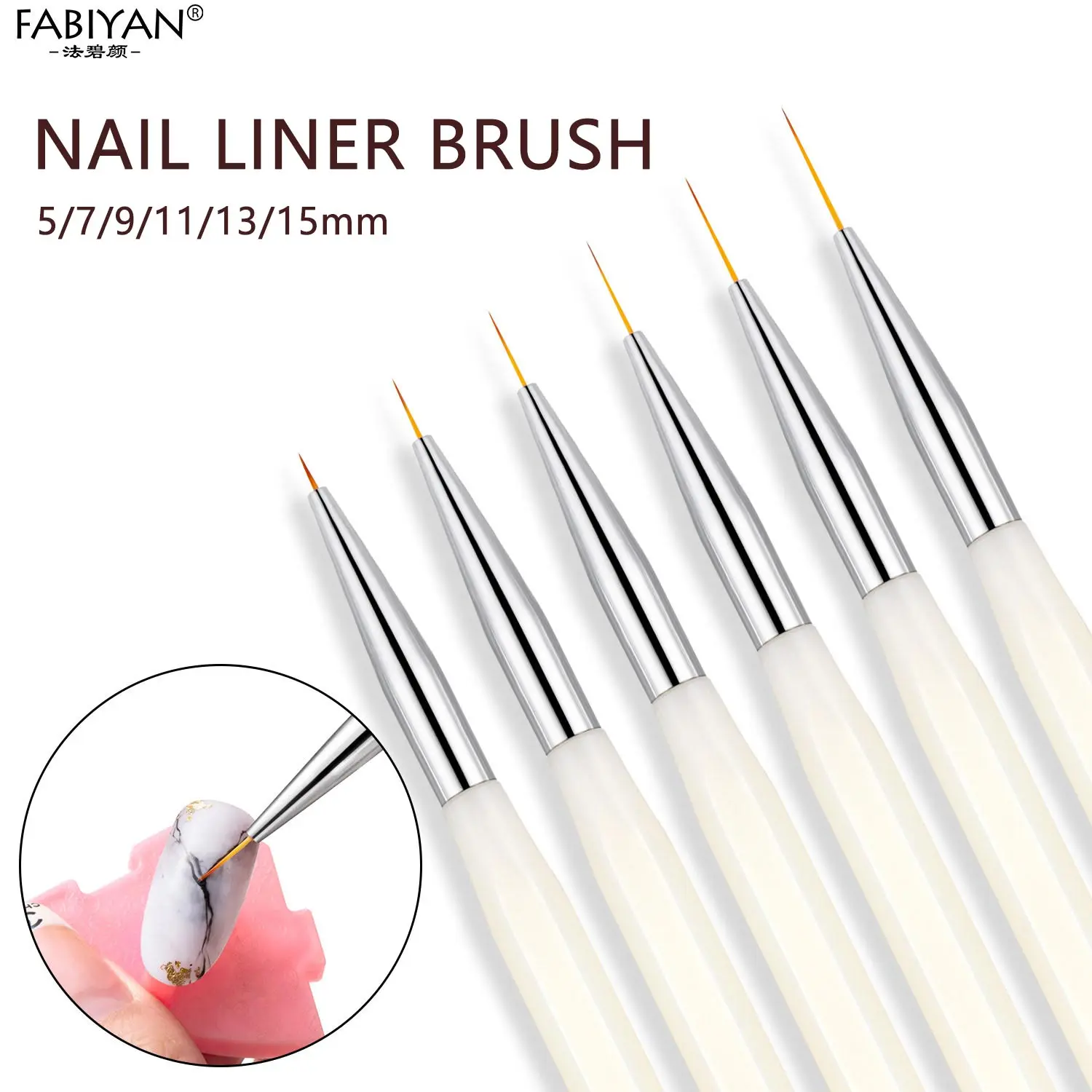 5/7/9/11/13/15mm Acryl Französisch Streifen Nail art Liner Pinsel Längliche Zeichnung UV Gel Malerei Französisch Nagel Pinsel Maniküre Werkzeuge