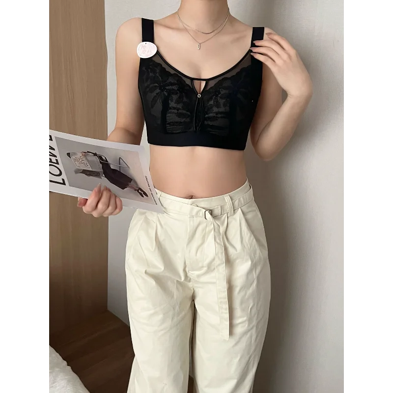 

Сексуальный полый кружевной бюстгальтер с небольшим эффектом против провисания, улучшает женский бюстгальтер и нижнее белье без колец, полную чашку с высокой поддержкой.