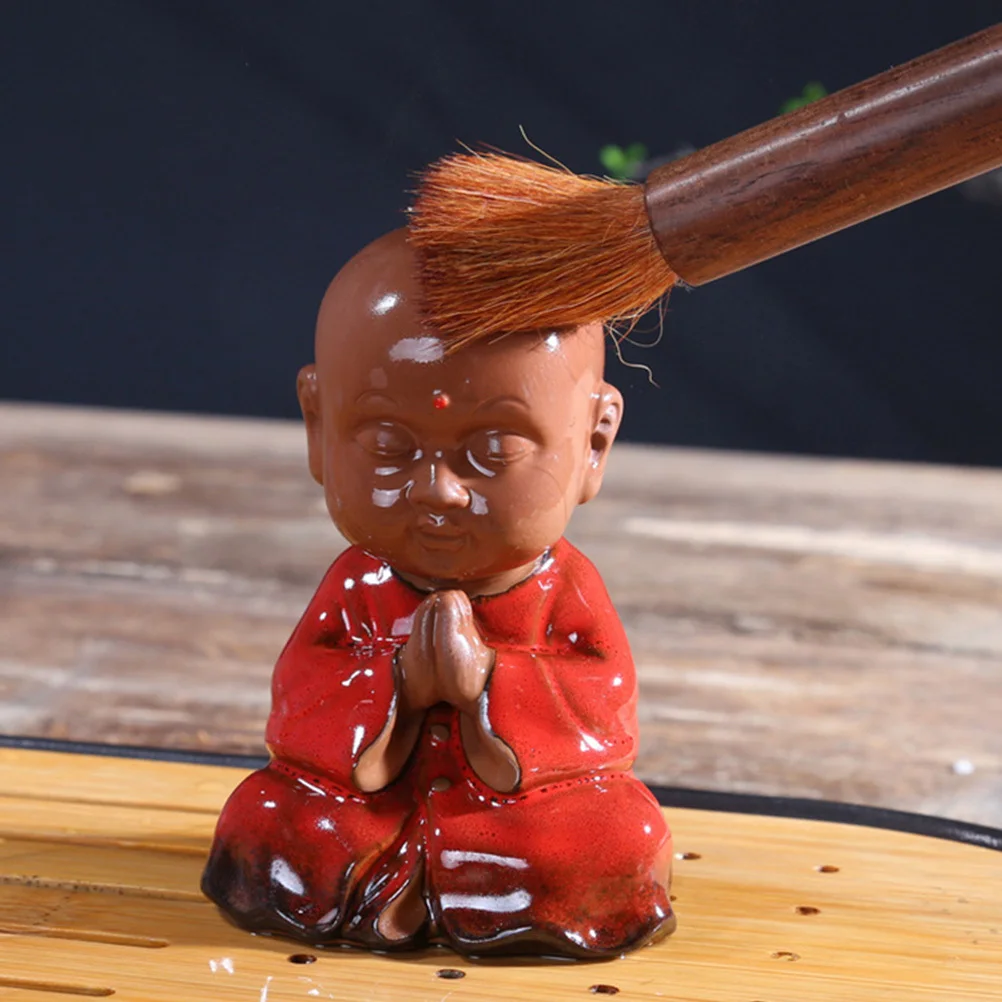 

1Pcs Tea Pet Monk Statue Creative Design Sturdy Material Desktop Decor Party Gift Collection Monk Ornament