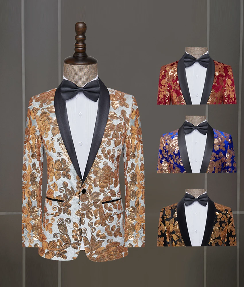 

Fashion Men's Flowers Blazer, Single Breasted Tuxedo Jacket for Groom, Best Man, Wedding Guest, Prom and Evening Party.