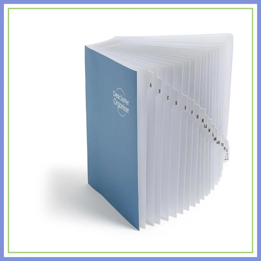 

Expandable Desk File Sorter, A-Z Organizer with 20 Dividers, Letter Size, Dark Blue