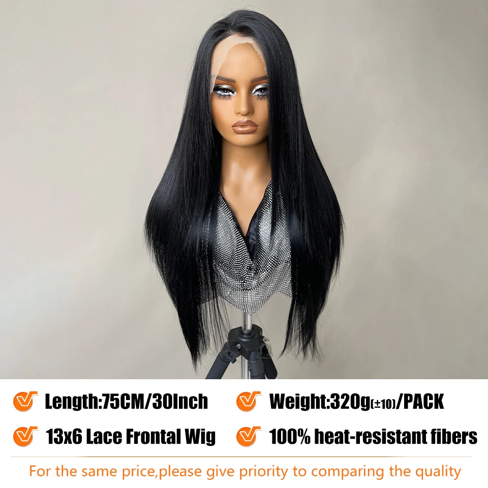 13x6 Synthetic Lace Front Wigs 30Inch Long Straight Blonde Wig For Black Women Natural Ombre Brown Cosplay Highlight Lace Wig