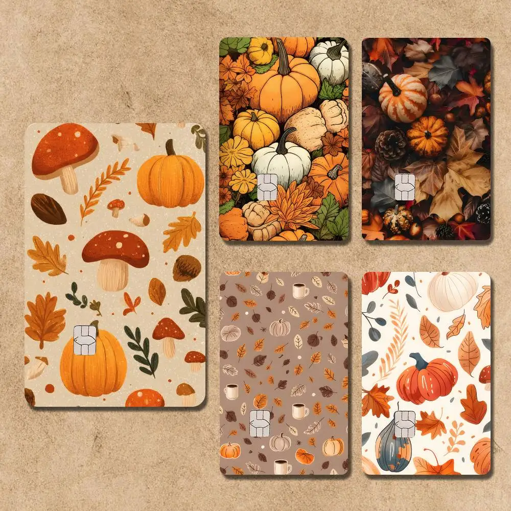 

Autumn Leaves Pumpkin Card Stickers Credit Visa Debit Bank Charge Card Bus Metro Waterproof Sticker Decal Decoration