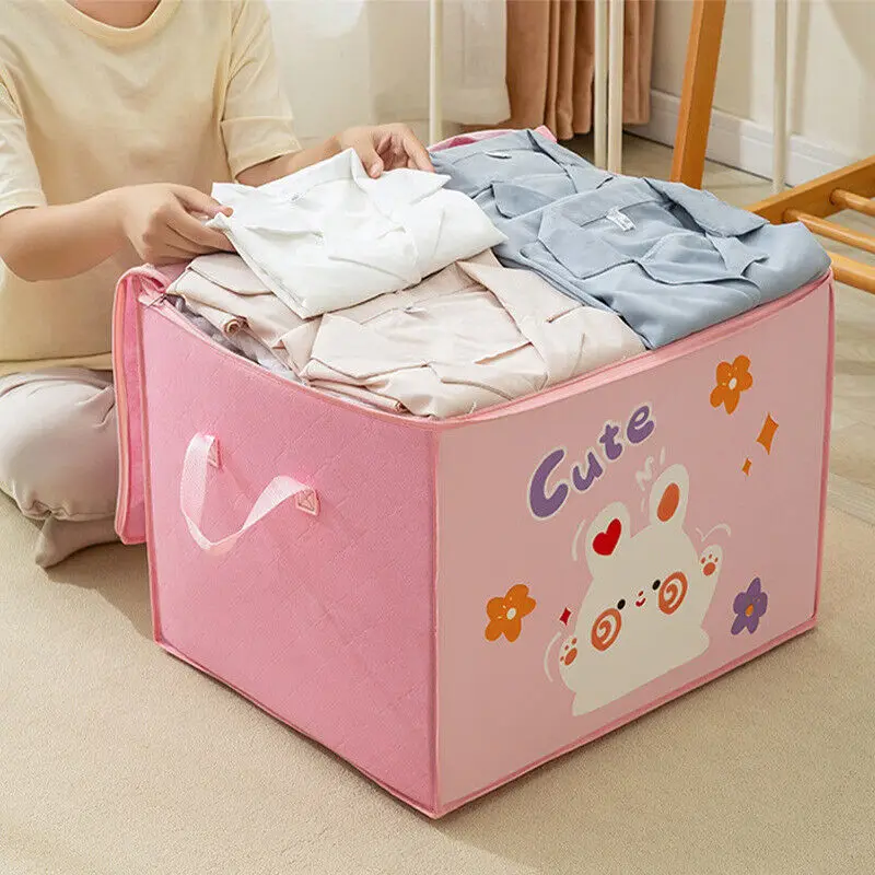 Clothes Quilts Storage Box Cube Foldable Storage Boxes Kids Toy Organizer Box Cartoon Animal Dustproof Travel Storage Bag Home