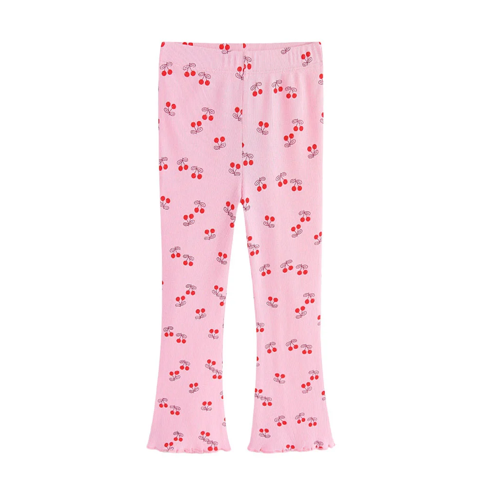 Jumping Meters New Cherry Girls Flare Pants Full Length Print Leggings Pencil Trousers Kids Fashion Autumn Spring Collection