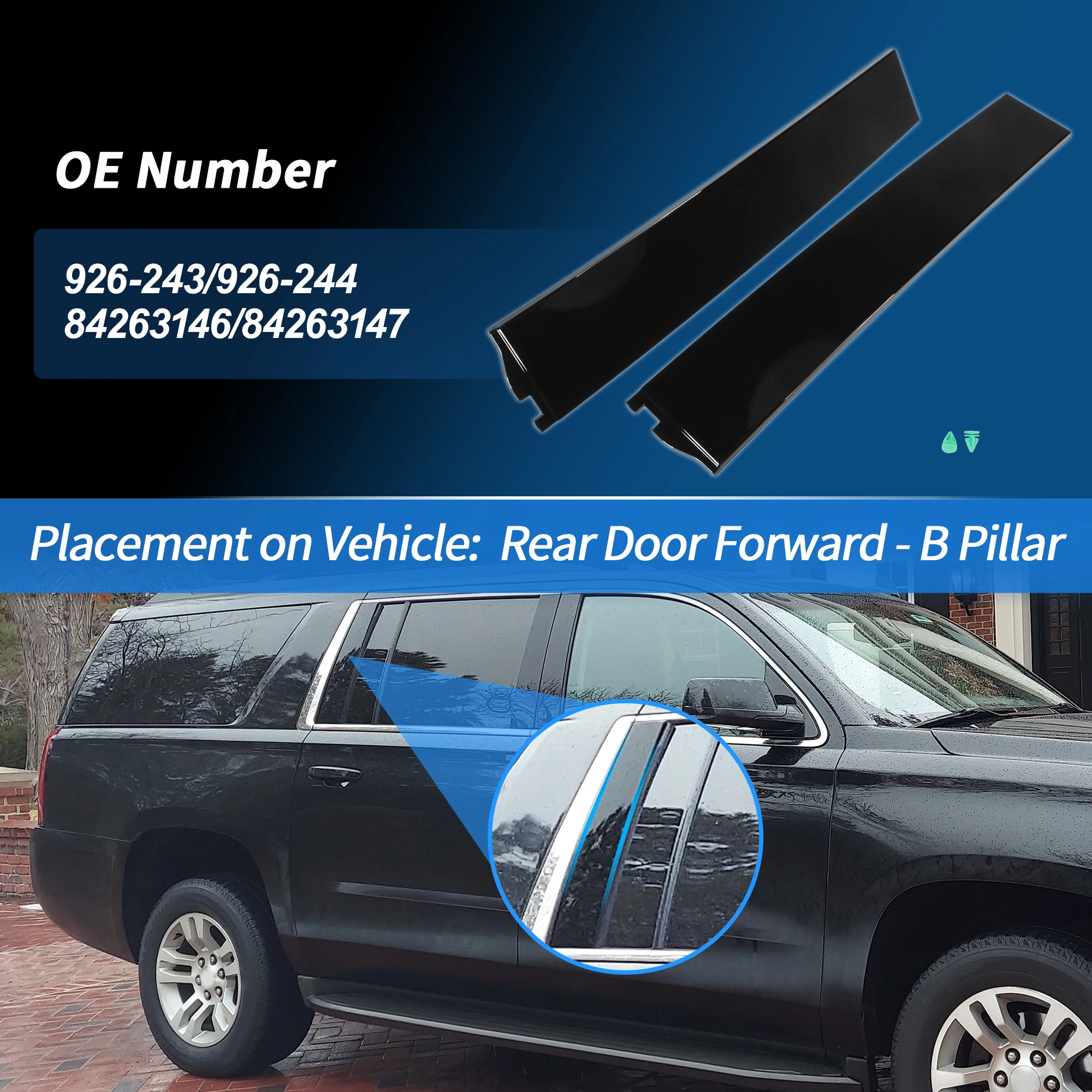 

UXCELL Задняя дверь вперед, накладка на стойку B, пара панелей для Chevrolet Suburban 15-18