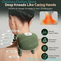 Heating Neck Massager Shoulder Cervical Spine Massager Trapezius Kneading Muscles Shiatsu Waist Back Massagers Pillow Relaxation
