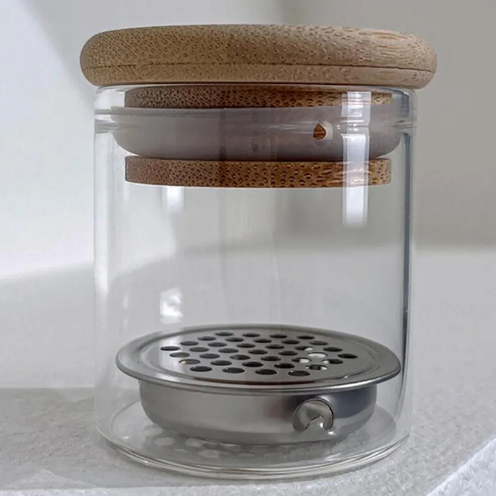 قطعة واحدة من كوب تنظيف فرشاة الأظافر بفلتر شبكي زجاجي شفاف لطلاء الجل وفرش الأكريليك وحاوية تخزين إزالة اللمعان