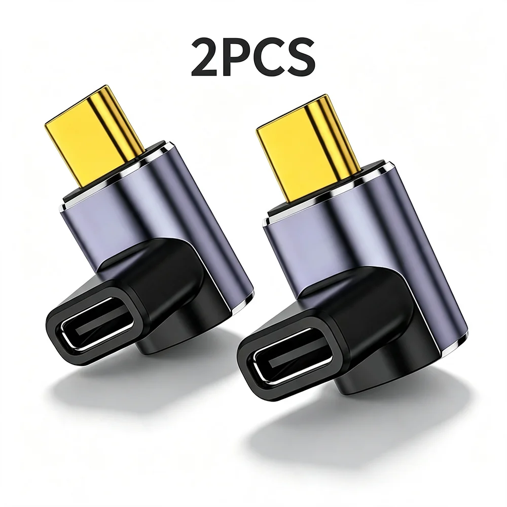 NNBILI 2 Stück USB4.0 40 Gbit/s Adapter 90 Grad rechtwinklig USB Typ C Stecker auf Buchse Adapter 100 W schnelles Laden für Laptops MacBook