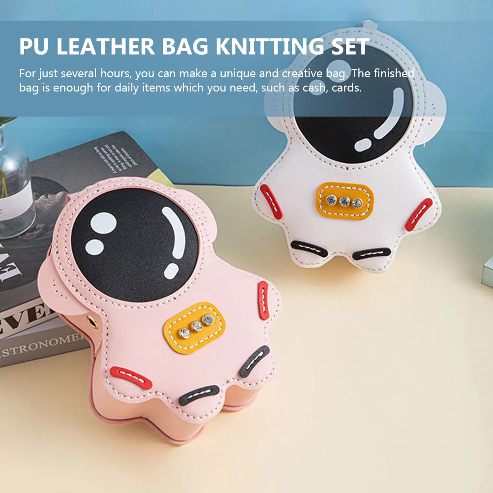 

1 set 1 Set Spaceman Shaped Pu Bag Diy Material Craft Kit For Coin Purse Sewing Gift Women Girls Hats Accessory