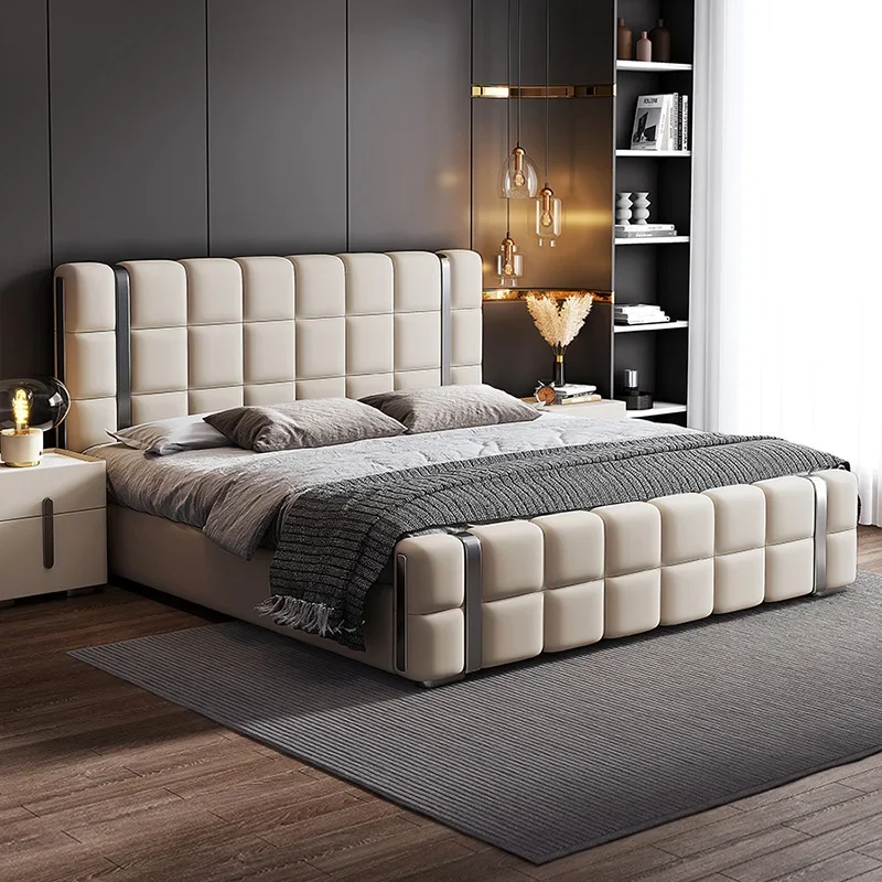 

Multifonction Couple Bed Queen Size Leather Modern Luxury Bed Storage Space Camas Y Muebles Para El Hogar Home Furniture