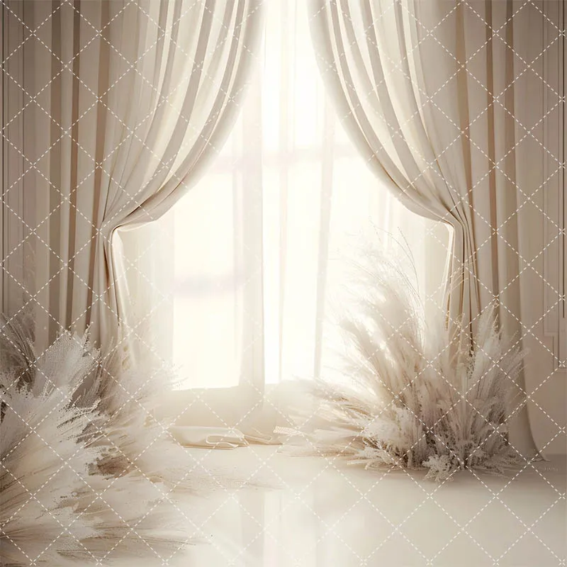Фон для фотосъемки Mehofond, элегантные белые шторы для свадьбы, беременной девочки, дня рождения, пампасная трава, украшение, фон