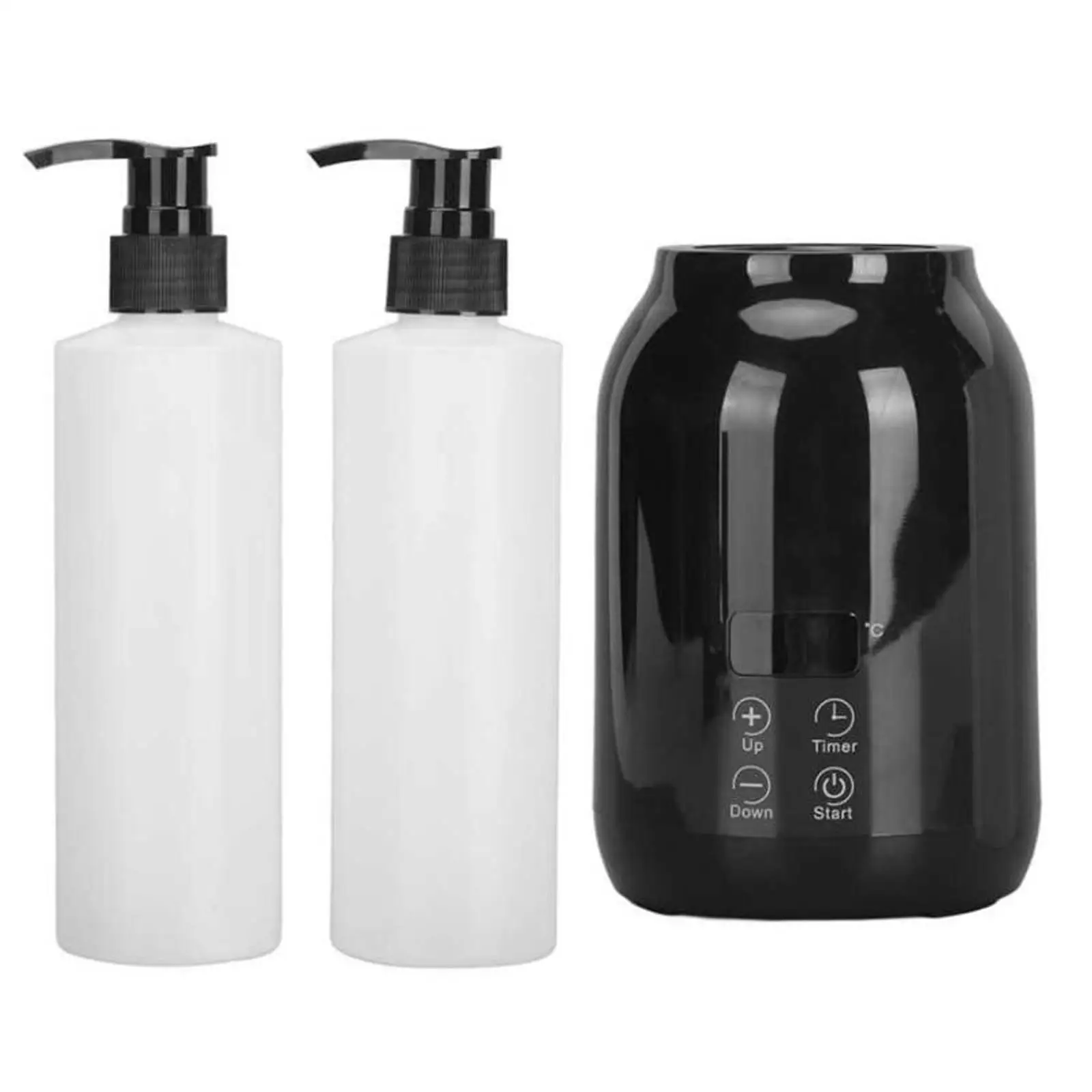 Single Bottle Massage Oil Heater 30-65℃ LED Display Screen with 2Pcs Empty Bottles for Cream Lotion 110-240V