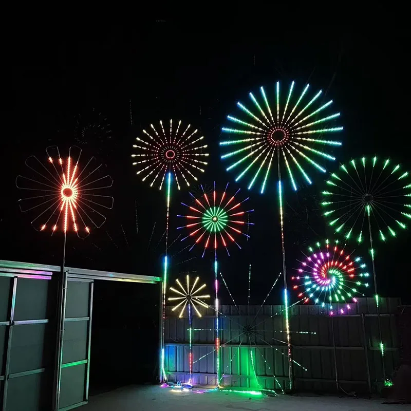 Outdoor Cultural Tourism Scene Double‑Sided Firework Light, Programmable Light Modes, Rainproof Sun‑Resistant Holiday Atmosphere