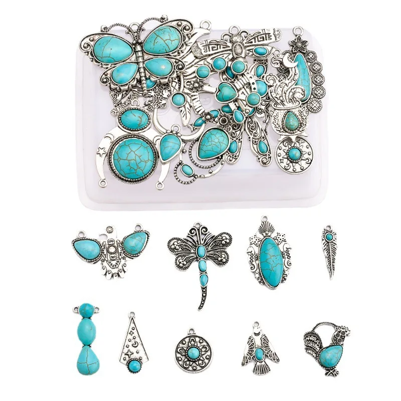 Retro style, personalized and popular jewelry, turquoise alloy diy fashionable clothing accessories
