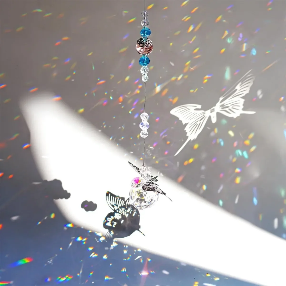 Sun Catcher Crystal Prism Ball Rainbow Sun Catcher, Butterfly Hanging Ornaments, Crystal Hanging Decoration Window Pendant Cryst