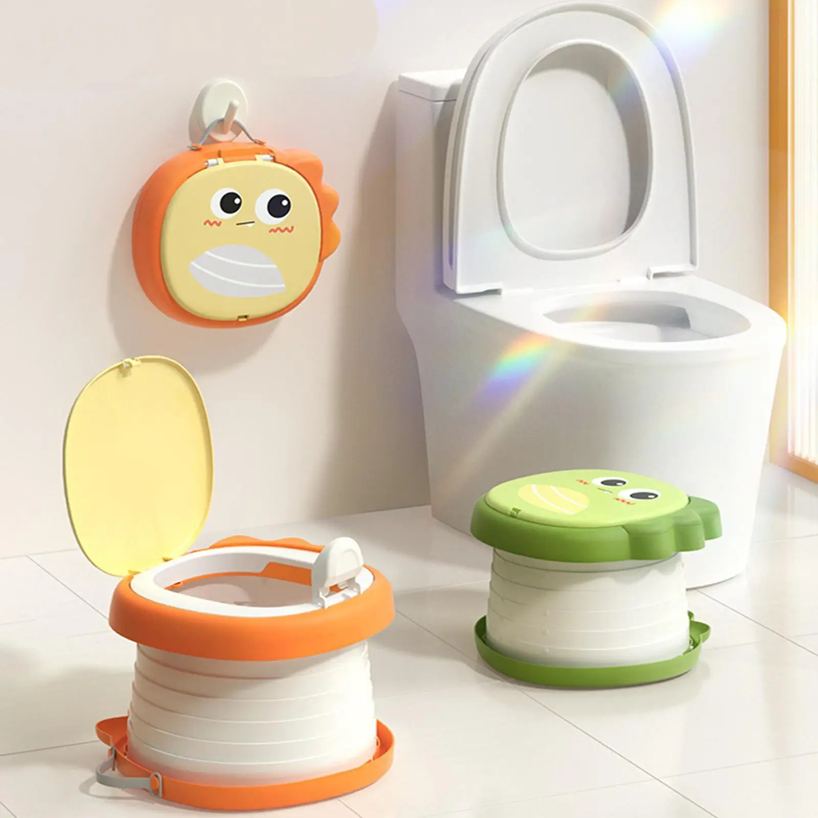 Kids Potty Chair Potty Seat with Lid Lightweight with Handle Reusable Portable Travel for Indoor Car Camping Girls Boys Kids