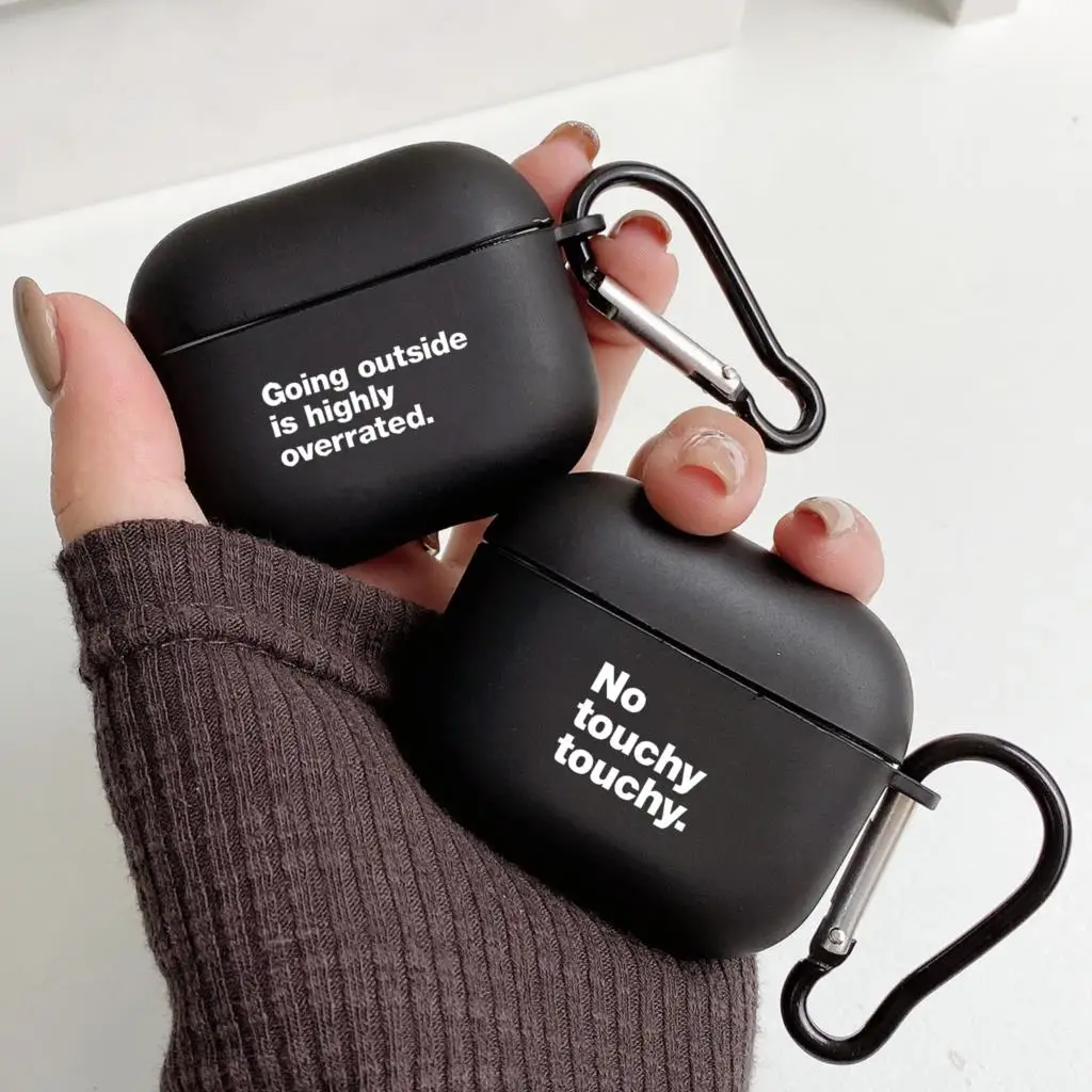 Funny Quotes Simple Text Letters Case for Apple Airpods 1 2 3 Pro 2 Bluetooth Headset Cases for Air Pods Earphone Black Cover