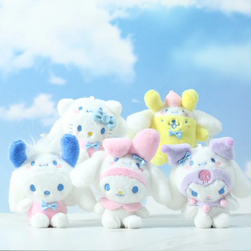 Cartoon Sanrio Plush Toys Keychain Kawaii Ornaments Cute Pink Cinnamoroll Kuromi My Melody Anime Peluche Diagonal Bag Keychains