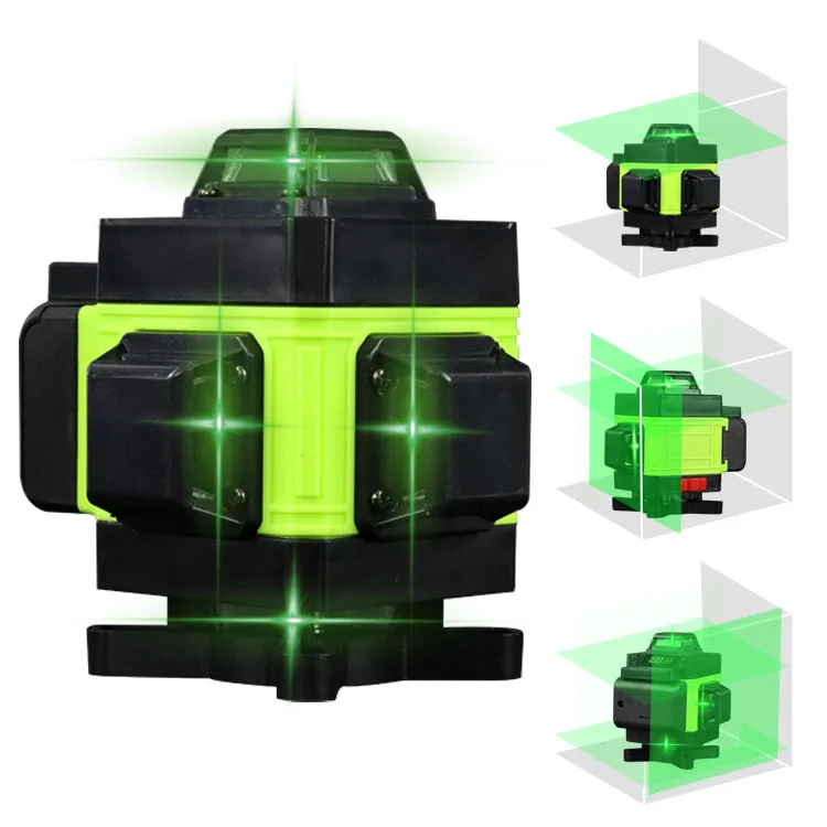 4D 16-Line Green Laser Level, 360 Self-Leveling, Measuring Tool, Lithium Battery, 2mm Line, 3-Year Warranty, Construction Tool