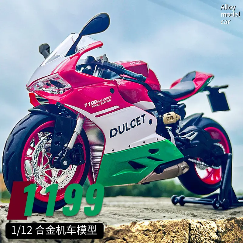 

1:12 1199 Motorcycle Model Ornament Children's Toy Gift Diecast Alloy Car Model Collectible