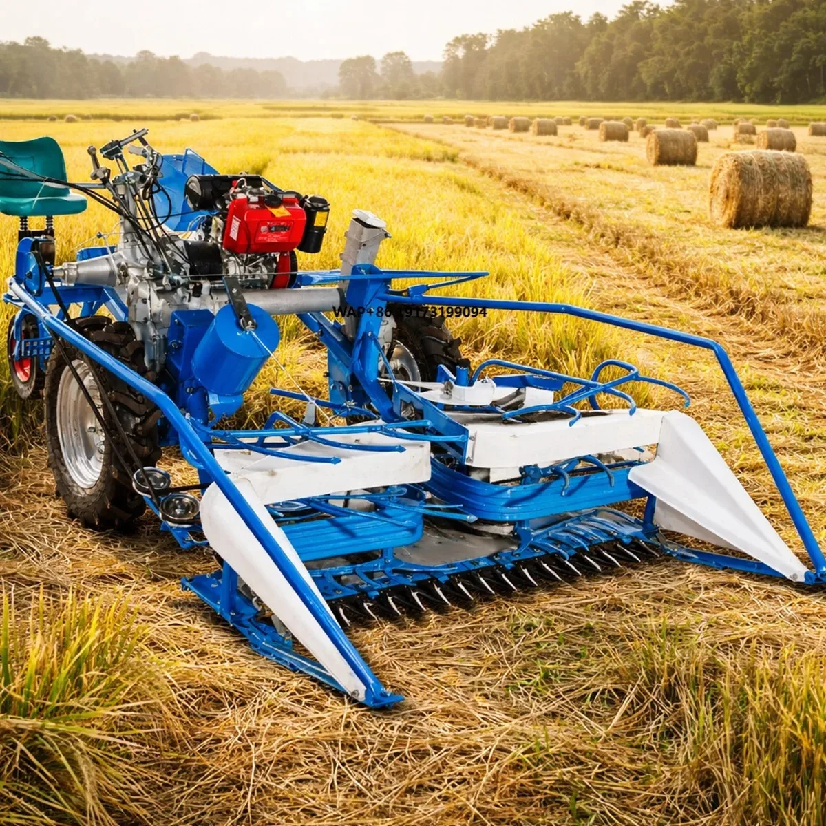 Small Automatic Mini Rice Reaper Harvester Machine with Petrol Motor for Paddy Field Grain Harvesting High Productivity