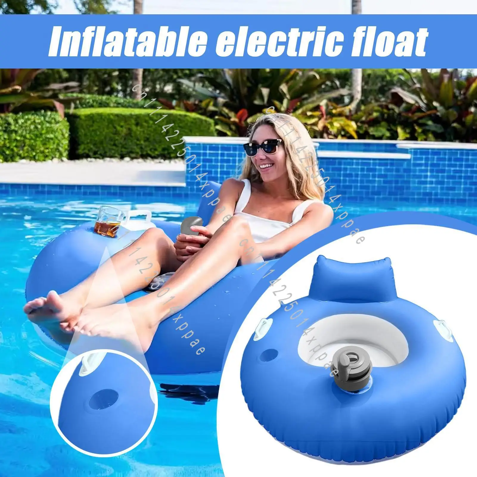 For Adults Swimming New Inflatable Electric Float with Built-in Electric Propeller Outdoor Pool Lounger with Folding Backrest