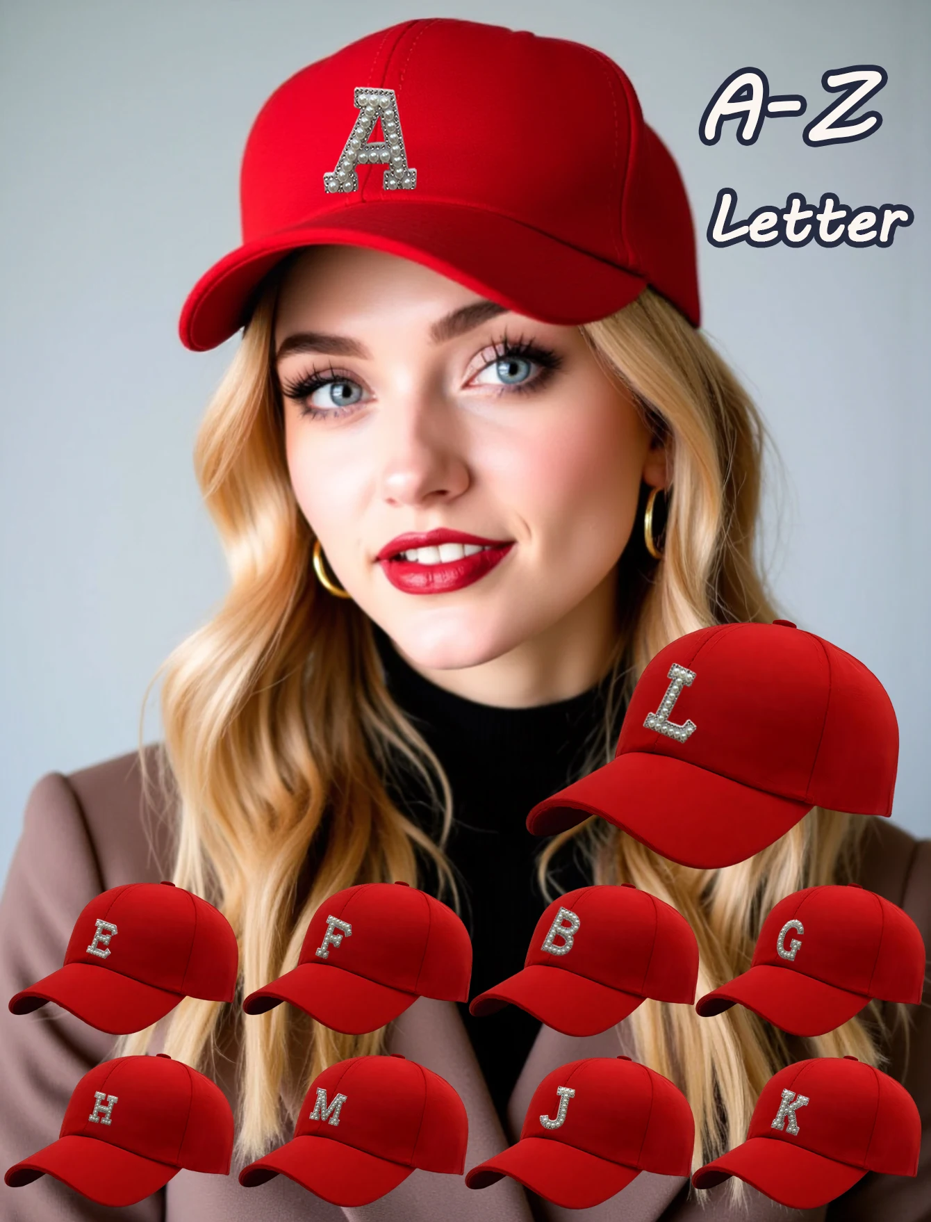 1 Pc Pearl Letter A-Z Women's Couple Woman's Stylish Baseball Cap New Design Casual Street Versatile Sun Protection Visor Hat Br