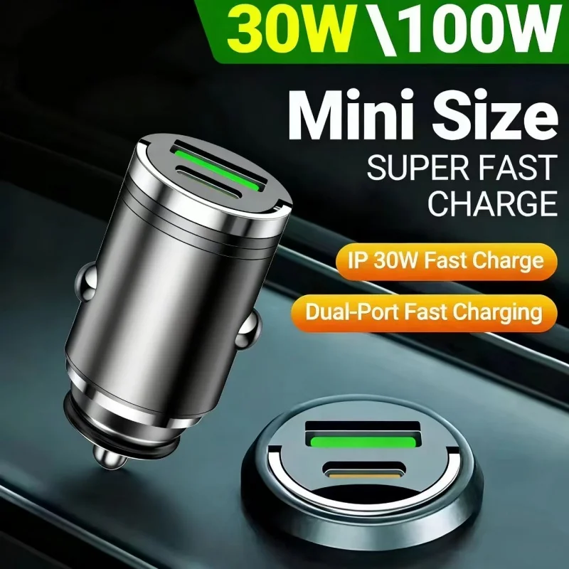 100 واط PD USB شاحن سيارة أخف شحن سريع آيفون QC3.0 USB نوع C سيارة مهايئ شاحن الهاتف لشاومي سامسونج هواوي #1