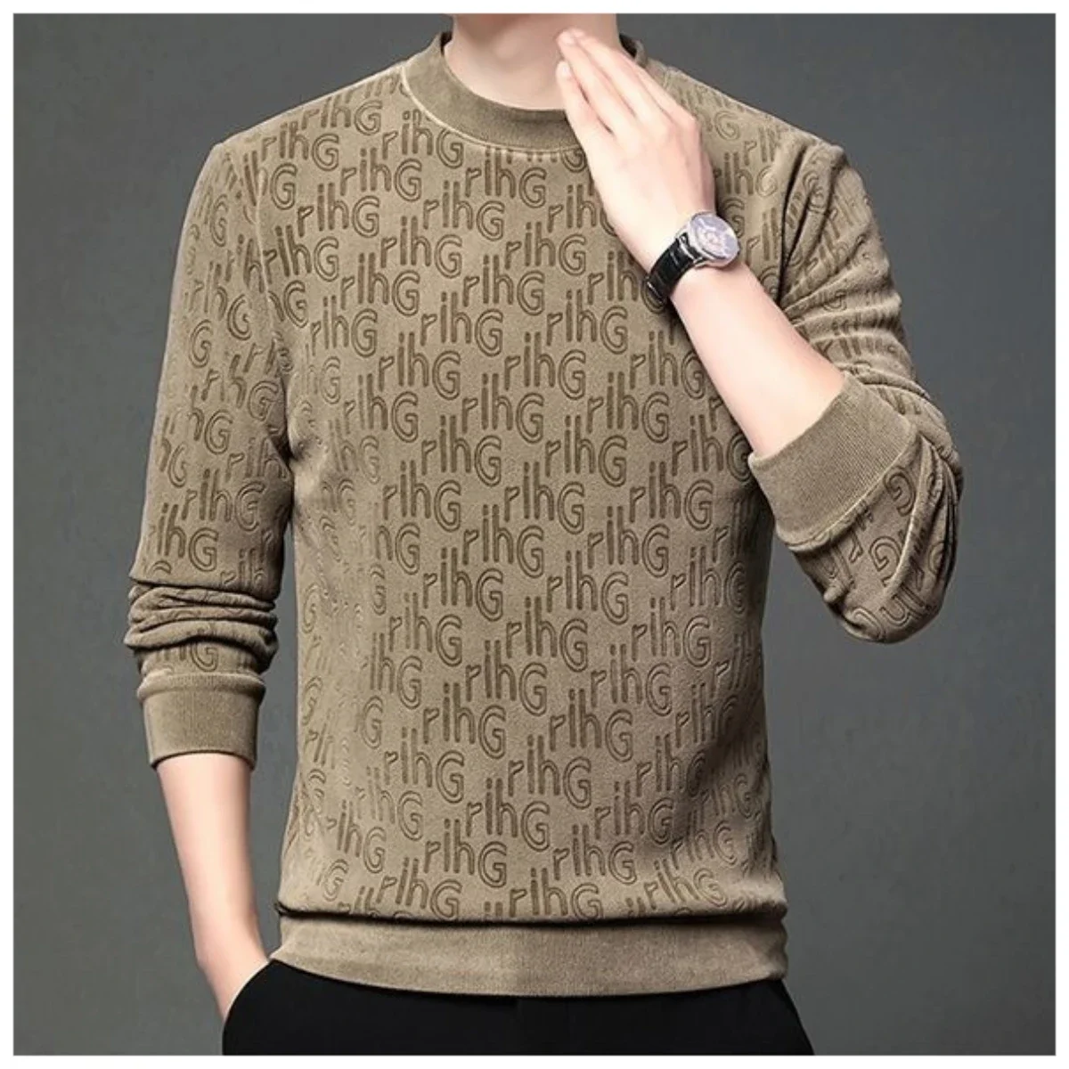 

Letter Print Men Pullover Polar Fleece Thick Double-sided Velvet Autumn Winter Men Clothing Thermal Pullovers Casual Sweaters