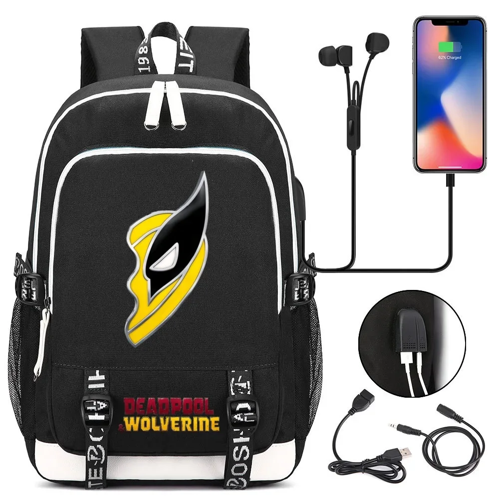 Deadpool & Wolverine Backpacks Marvels Kids Anime Expression School Bags Boys Girls Outdoor Sport Travel Knapsack Mochilas Gift