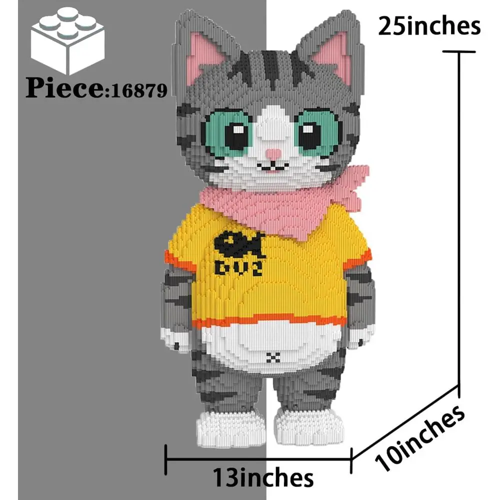 Tuxedo Cat Themed 16879-Piece Building Blocks for All Ages, Ideal Gift for Cat Enthusiasts & Kids 8+