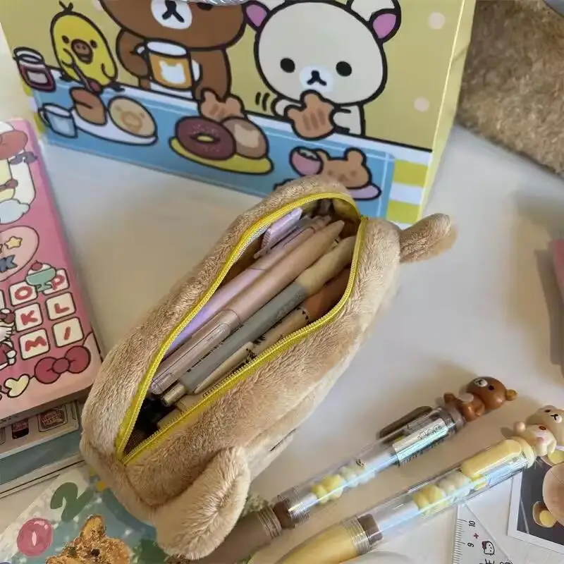 Kawaii Rilakkuma Pencil Cases For Kids Girls Ins Hot Cute Cartoon Bear Pencil Pouch Organizer Pen Bag School Stationeries Gifts image 5