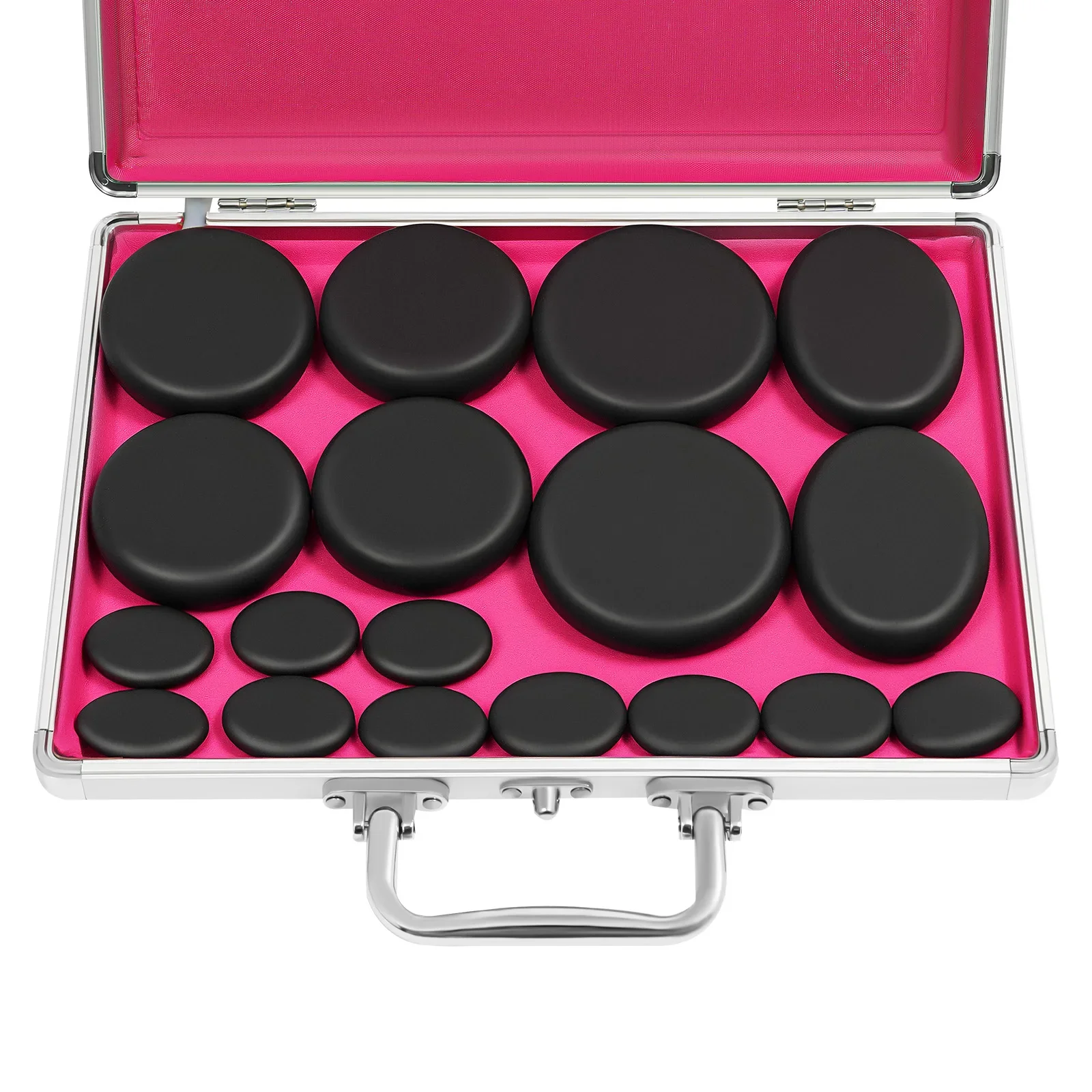 طقم حجر التدليك الساخن 16 قطعة المحمولة البازلت البركاني الحمم البركانية الأحجار المزيتة روك سبا المنزل الاسترخاء الصحة طقم اللياقة البدنية