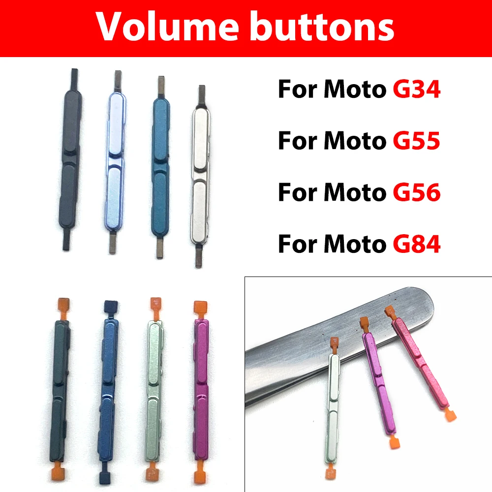 NEW Side Volume Button Keys  + Power ON / OFF Buttton Key Set Replacement Parts For Motorola Moto G34 G55 G56 G84