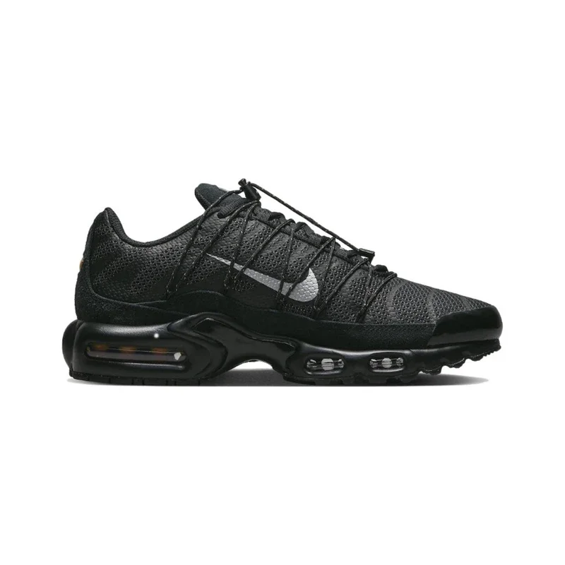 Nike Air Max Plus Men's Running Shoes Fabric Classic Logo Shock-absorbing Anti-slip Wear-resistant Low-top Casual, Trend, Black