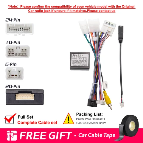 16-контактный адаптер проводки Canbus Box Decoder, кабель питания для Android-магнитолы, для Toyota Raize Daihatsu Rocky 2019-2024, автомобильная камера
