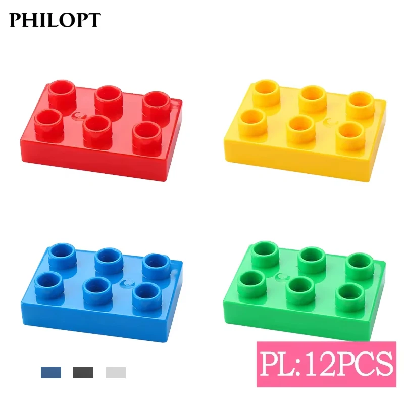 12pcs Big Size Thin Building Block 2x3 Large Brick Assembly Accessories Enlighten Bulk Toys Compatible Large Bricks For Children