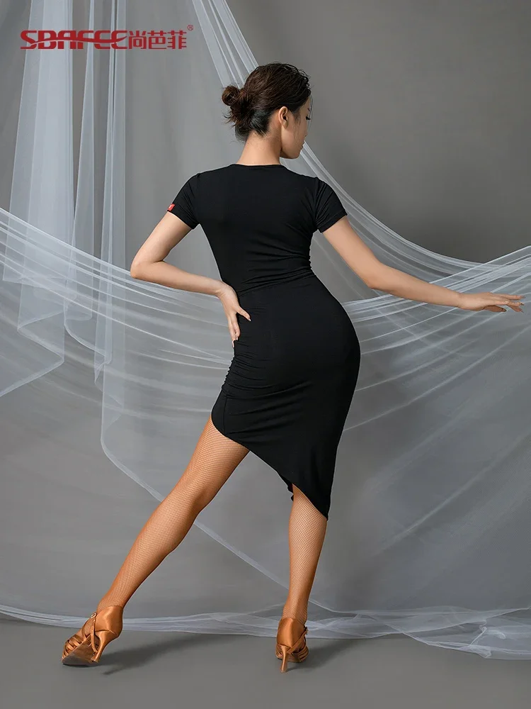 Latin Dance New Set Damen Erwachsenen Kurzarm Kleid Sommer profession elle Trainings kleidung