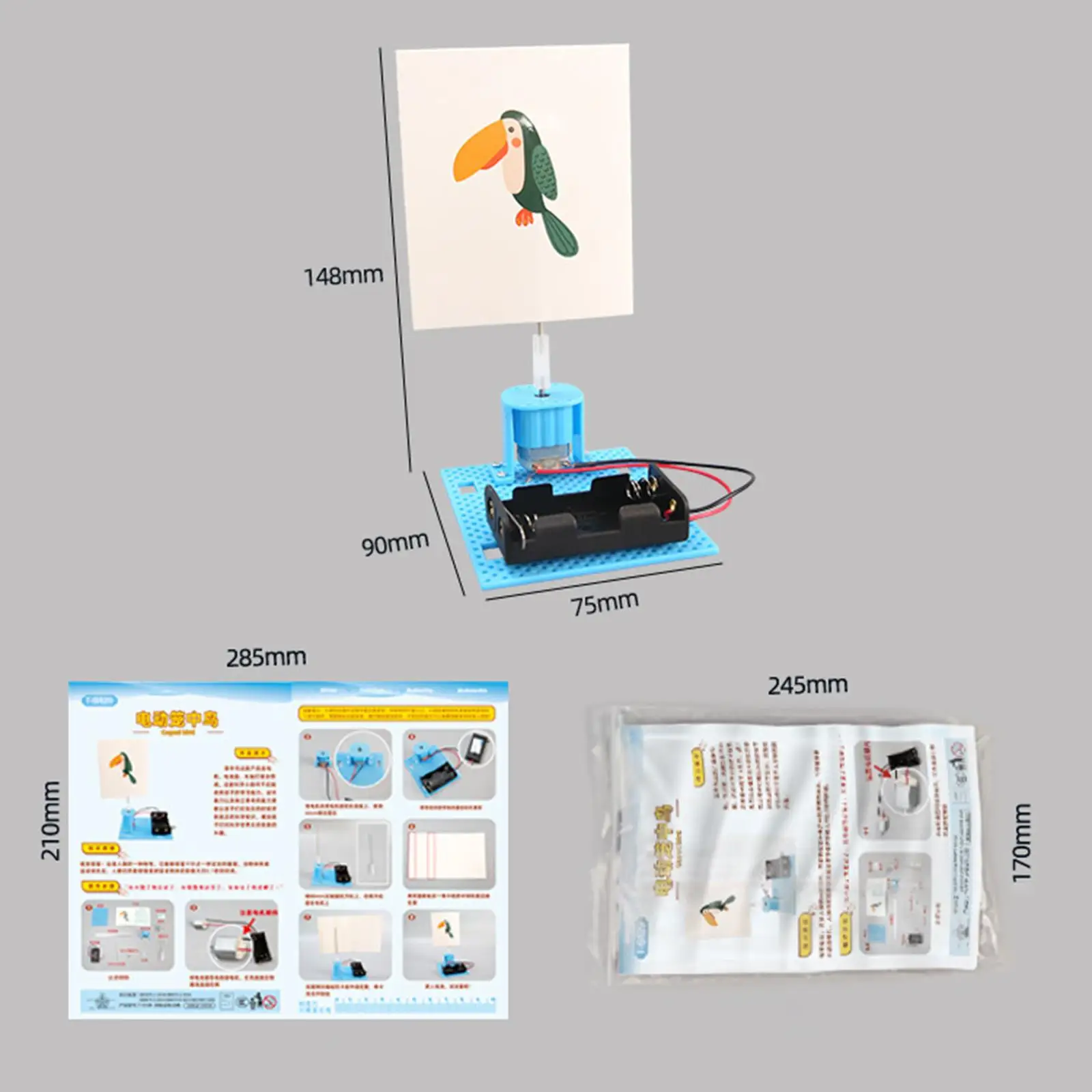 Science Creative Kits for Kids Age 7-14 DIY Electric Cage Bird Model Building Set Material Package Teaching Aids Educational