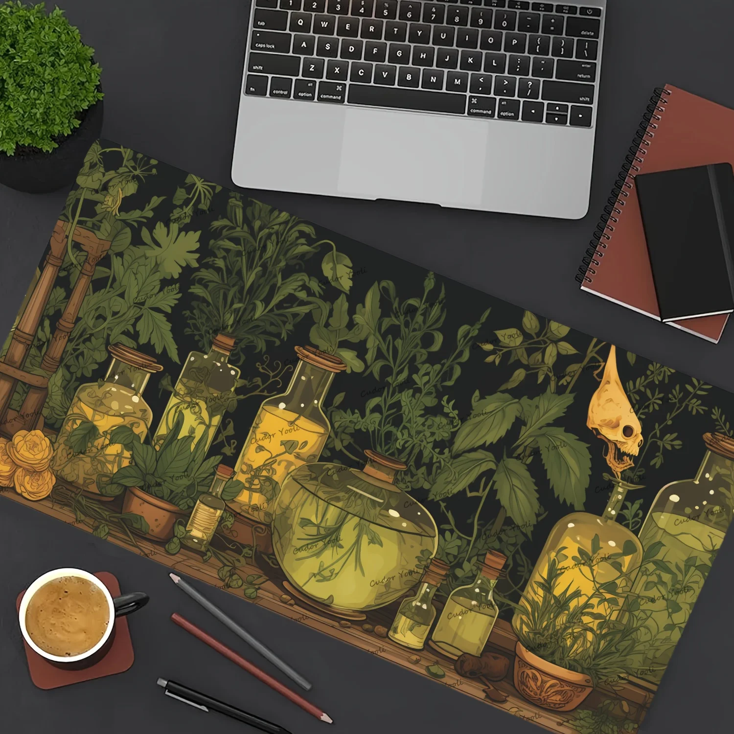 

Большой игровой коврик для мыши Witchy Botanical Potions & Plants — противоскользящая резиновая основа, прошитые края