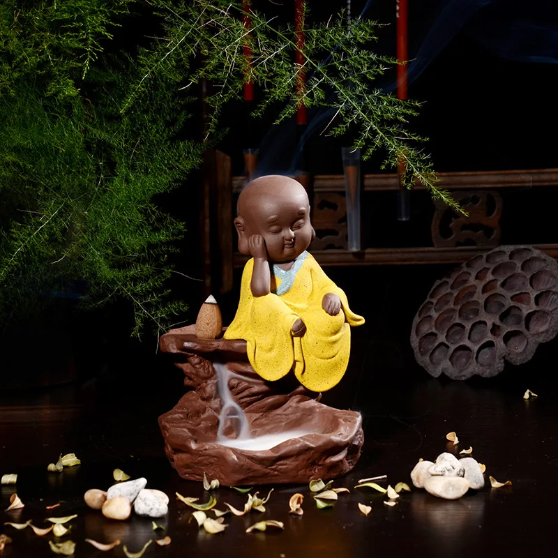 Home Decor The Little Monk Incense Bullet Blackflow Cones Or Smoke Ceramic Censer