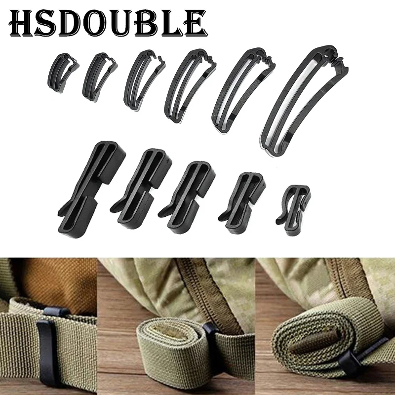 10 Pcs/Pack 15-50mm Black Quick Slip Keeper Slider Buckle End Clip For Molle Tactical Backpack Adjusting Strap Webbing