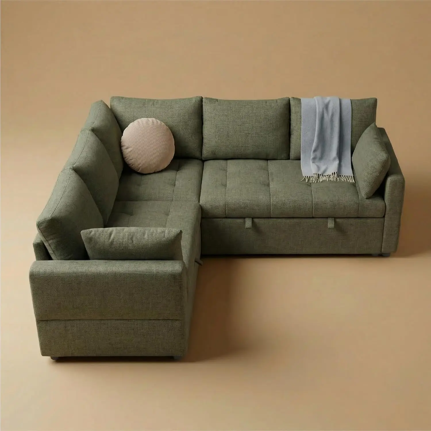85.8" V-Shape 5-Seat Sleeper Sofa with Storage, Convertible Sectional Couch for Living Room, Customized