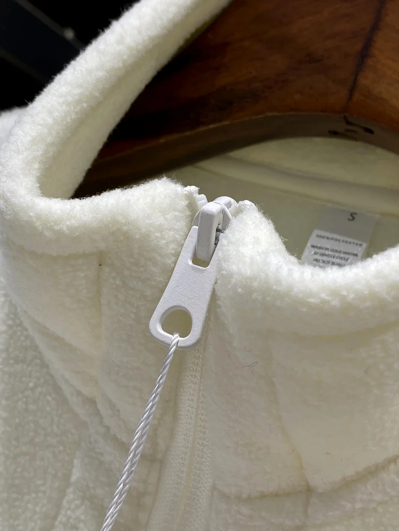 Mujer Casual Suelto Cálido Fce Jaet Cremallera Decoración Largo Sve Térmico Stand Collar Interior Agradable para la Piel