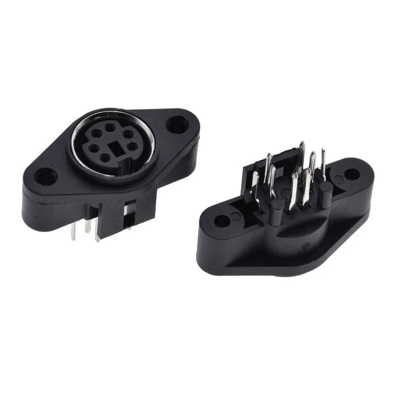 2pcs mdc/s Terminal Socket Din Jack Connector Mini Ps2 6pin 6p With Fixed Hole Mouse Keyboard